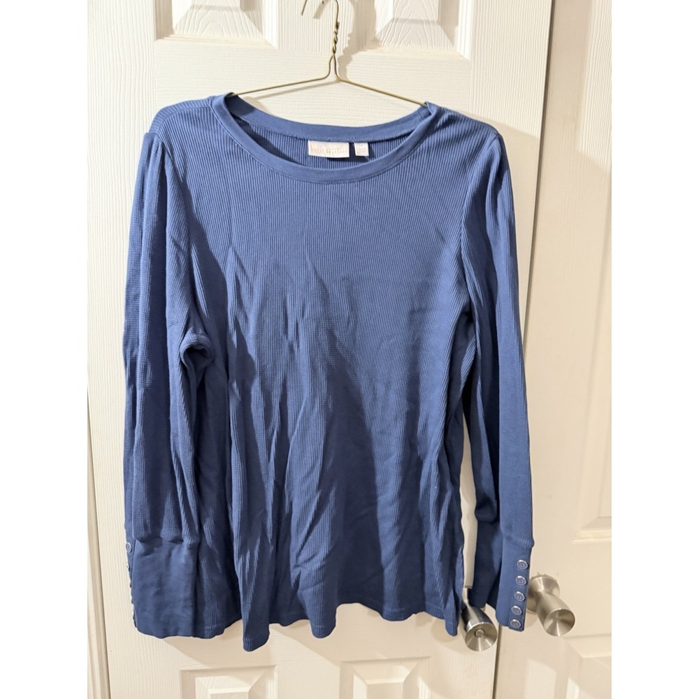 Belle by Kim‎ Gravel Plus Size 2X Long Sleeve Top Blue